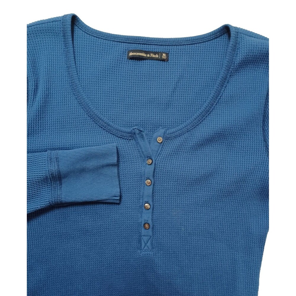 Abercrombie & Fitch Y2k Style Henley Waffle Knit Shirt XL‎ Long Cuff Thermal